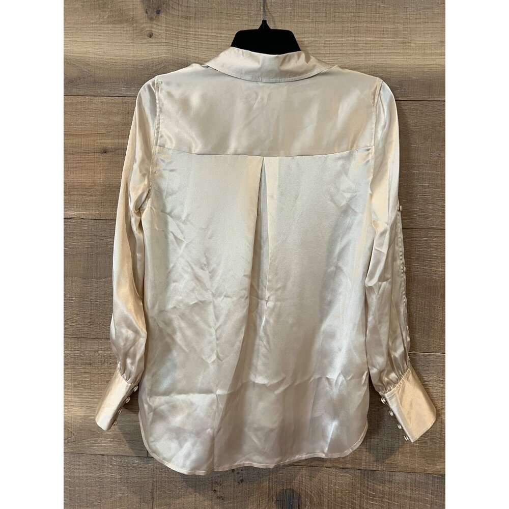 NWOT L'AGENCE Jordy Silk Satin Button-Front Blouse SHIRT SIZE XS - Picture 7 of 10
